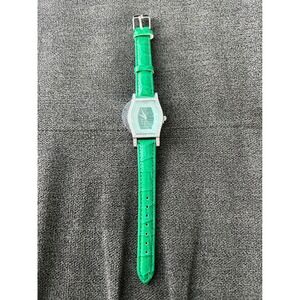 Croton Watch Women OS Green Leather Crystal Bezel Tonneau CN207514